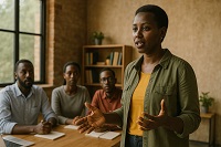 Young leaders participating in a strategy session