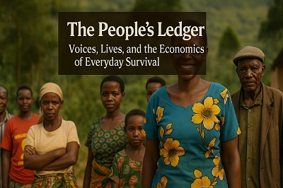 The People’s Ledger section artwork showing everyday livelihoods and economic survival