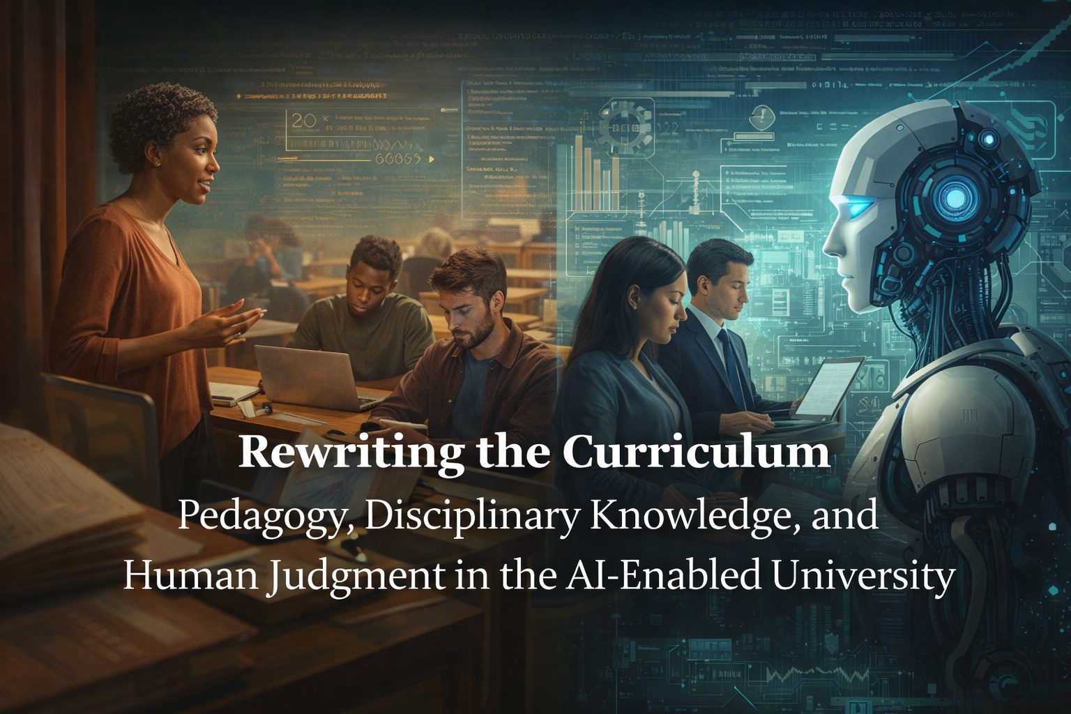 Curriculum and pedagogy banner for the AI-enabled university paper