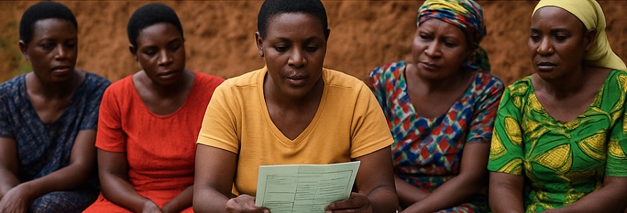Rwandan women in a community savings meeting