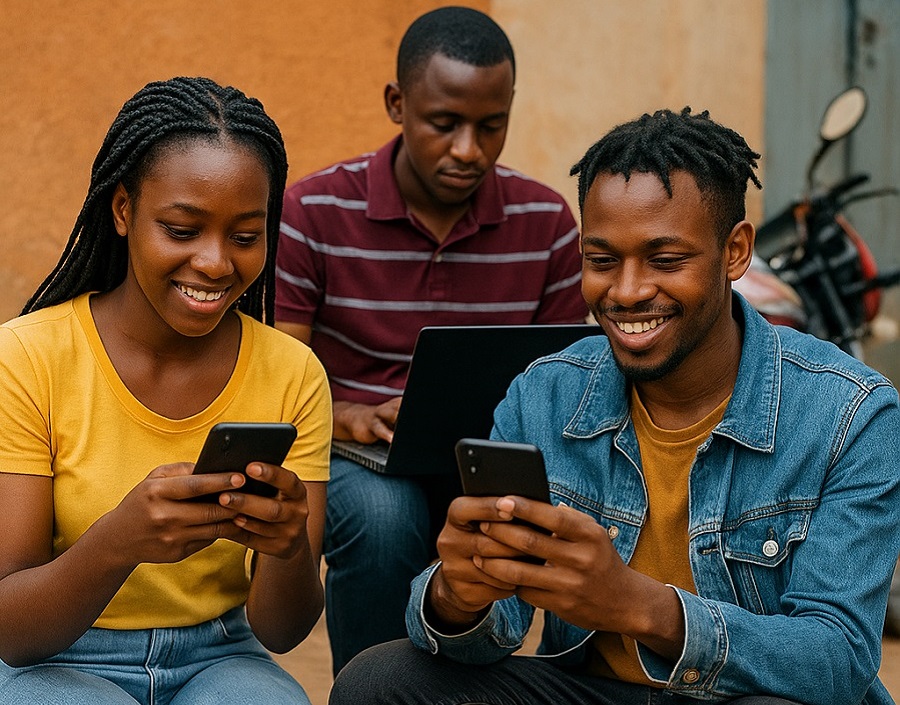 Young Rwandans engaged in digital entrepreneurship in Kigali